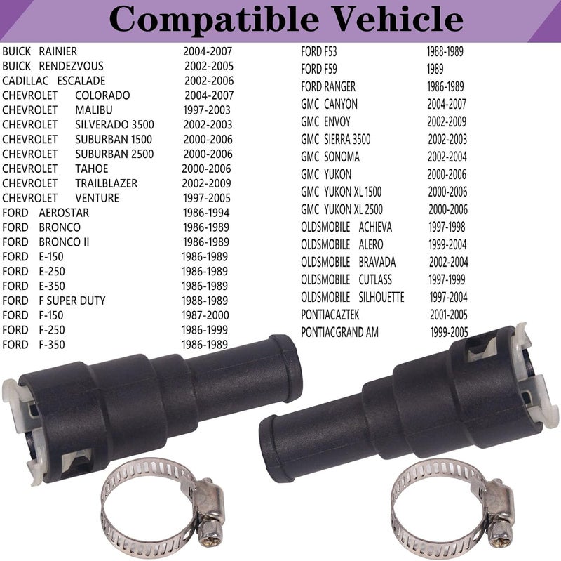 LYNSHINE 800-403 Heater Hose Connector 5/8" For Chevrolet Chevy Ford E-150 250 350 1986 1987 1988 1989;Cadillac Escalade 1986-2006;GMC Buick Oldsmobile Heater Tube and 5/8" Heater Hose (2PCS). - Image 2